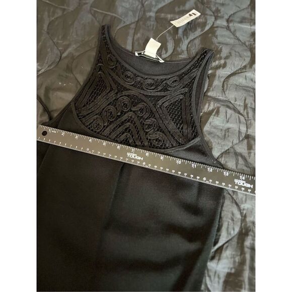 White House Black Market Tank Top Womens Small Black Crochet Soutache Trim NWT - Picture 5 of 7